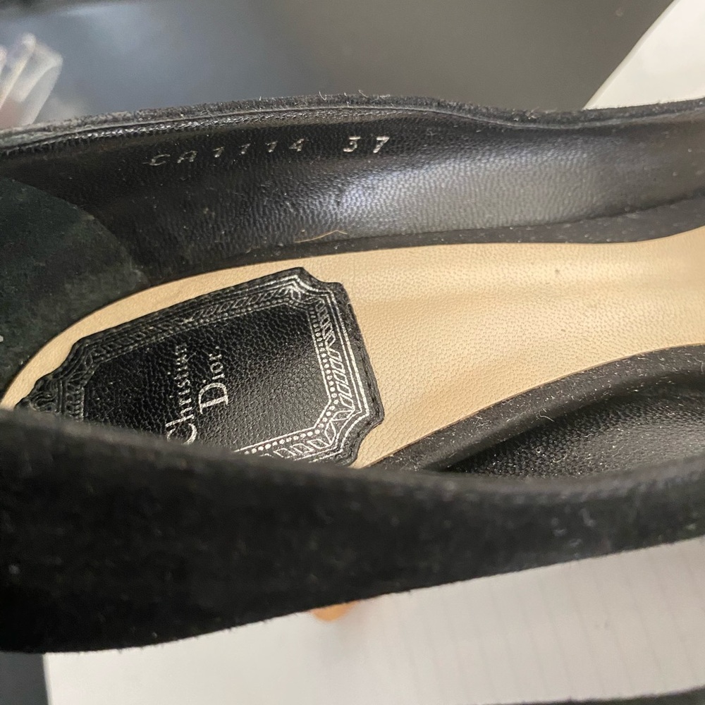 Christian Dior black suede leather pumps heels size 7-37D mules sandals slip ons - Picture 5 of 9